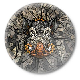 Значок с принтом Кабан 2019 в Петрозаводске,  металл | круглая форма, металлическая застежка в виде булавки | Тематика изображения на принте: 