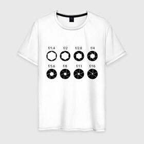 Мужская футболка хлопок с принтом F/1.4-16 в Петрозаводске, 100% хлопок | прямой крой, круглый вырез горловины, длина до линии бедер, слегка спущенное плечо. | фото | фотограф | фотография