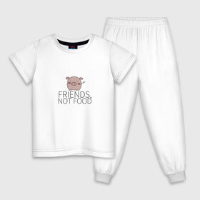 Детская пижама хлопок с принтом Друзья не еда в Петрозаводске, 100% хлопок |  брюки и футболка прямого кроя, без карманов, на брюках мягкая резинка на поясе и по низу штанин
 | 