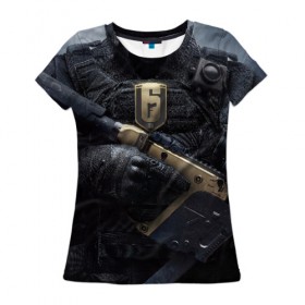 Женская футболка 3D с принтом Rainbow Six: Siege в Петрозаводске, 100% полиэфир ( синтетическое хлопкоподобное полотно) | прямой крой, круглый вырез горловины, длина до линии бедер | pvp | воин | герой | дым | огонь | оружия | пламя | призрак | снайпер | сражения | тактический | туман | шутер