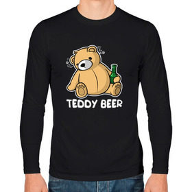 Мужской лонгслив хлопок с принтом Teddy Beer в Петрозаводске, 100% хлопок |  | медведь | миша | мишка | тедди | юмор