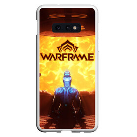 Чехол для Samsung S10E с принтом Warframe в Петрозаводске, Силикон | Область печати: задняя сторона чехла, без боковых панелей | Тематика изображения на принте: бумеранг | коса | мечь | нож | оружие | перчатки | пистолет | топор | шутер | экзоскелет