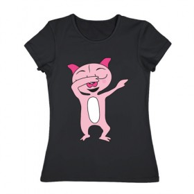 Женская футболка хлопок с принтом DAB Pig в Петрозаводске, 100% хлопок | прямой крой, круглый вырез горловины, длина до линии бедер, слегка спущенное плечо | 