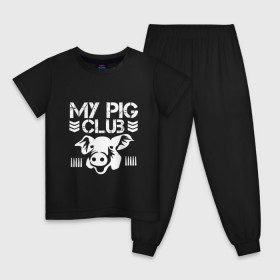 Детская пижама хлопок с принтом My Pig Club в Петрозаводске, 100% хлопок |  брюки и футболка прямого кроя, без карманов, на брюках мягкая резинка на поясе и по низу штанин
 | Тематика изображения на принте: 2019 | дед мороз | дом | елка | желание | животные | зима | кабан | милый | мороз | настроение | новый год | пеппа | подарок | позитив | поросенок | праздник | радость | рождество | салют | санта клаус
