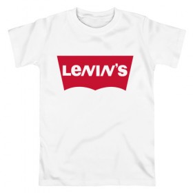 Мужская футболка хлопок с принтом LENIN`S в Петрозаводске, 100% хлопок | прямой крой, круглый вырез горловины, длина до линии бедер, слегка спущенное плечо. | бренд | коммунизм | комсомол | ленин | партия | революция