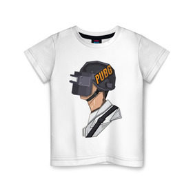 Детская футболка хлопок с принтом PUBG minimal в Петрозаводске, 100% хлопок | круглый вырез горловины, полуприлегающий силуэт, длина до линии бедер | fortnite | gaming | minimal | pubg | pubgfunny | pubgmeme | pubgmemes | pubgmobile | pubgxbox | минимализм | пубг