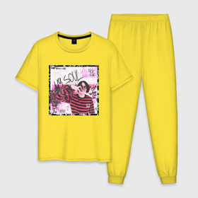 Мужская пижама хлопок с принтом Lizer - MY SOUL в Петрозаводске, 100% хлопок | брюки и футболка прямого кроя, без карманов, на брюках мягкая резинка на поясе и по низу штанин
 | Тематика изображения на принте: 