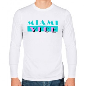 Мужской лонгслив хлопок с принтом Miami Vice Series в Петрозаводске, 100% хлопок |  | 80s | miamivice | retro | retrowave | synthwave