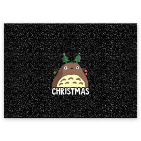 Поздравительная открытка с принтом Totoro Christmas в Петрозаводске, 100% бумага | плотность бумаги 280 г/м2, матовая, на обратной стороне линовка и место для марки
 | Тематика изображения на принте: anime | christmas | moon | myneighbortotoro | night | totoro | xmas | аниме | канта | кодомо | котобус | кусакабэ | мэй | рождество | сусуватари | тацуо | тоторо | хаяомиядзаки | ясуко