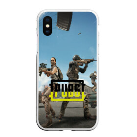 Чехол для iPhone XS Max матовый с принтом PUBG в Петрозаводске, Силикон | Область печати: задняя сторона чехла, без боковых панелей | action | battlegrounds | chiken | game | online | playerunknown’s | pubg | игры | курица | наемники | пабг | пубг | сковорода | солдаты | шутер