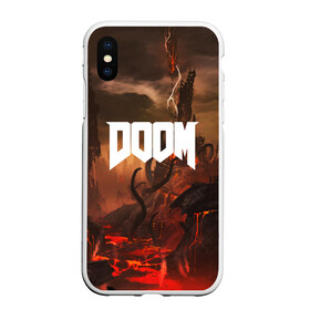 Чехол для iPhone XS Max матовый с принтом DOOM в Петрозаводске, Силикон | Область печати: задняя сторона чехла, без боковых панелей | Тематика изображения на принте: demon | devil | doom | doom vfr | evil | game | mars | red | демон | дум | игры | космос | красная планета | марс | пришельцы