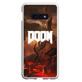 Чехол для Samsung S10E с принтом DOOM в Петрозаводске, Силикон | Область печати: задняя сторона чехла, без боковых панелей | demon | devil | doom | doom vfr | evil | game | mars | red | демон | дум | игры | космос | красная планета | марс | пришельцы