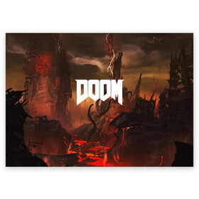 Поздравительная открытка с принтом DOOM в Петрозаводске, 100% бумага | плотность бумаги 280 г/м2, матовая, на обратной стороне линовка и место для марки
 | demon | devil | doom | doom vfr | evil | game | mars | red | демон | дум | игры | космос | красная планета | марс | пришельцы