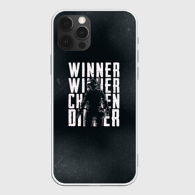 Чехол для iPhone 12 Pro с принтом WINNER WINNER chicken dinner	 в Петрозаводске, силикон | область печати: задняя сторона чехла, без боковых панелей | chicken | dinner | playerunknown’s battlegrounds | pochinki | pubg | rozhok | winner | батлграунд | игра | королевская битва | пабг | плеер | починки | пубг | сосновка | ункновн | шутер