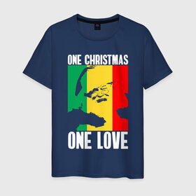 Мужская футболка хлопок с принтом One Love Christmas в Петрозаводске, 100% хлопок | прямой крой, круглый вырез горловины, длина до линии бедер, слегка спущенное плечо. | Тематика изображения на принте: 