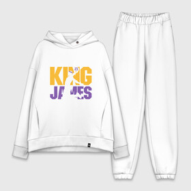 Женский костюм хлопок Oversize с принтом King James в Петрозаводске,  |  | cavaliers | cleveland | coach | james | king | lakers | lebron | los angeles | nba | player | slam dunk | sport | team | баскетбол | борода | джеймс | игрок | кавальерс | калиф | кливленд | король | леброн | лейкерс | лос анджелес | нба | слэм д