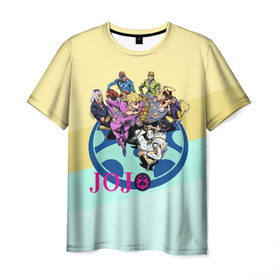 Мужская футболка 3D с принтом JOJO в Петрозаводске, 100% полиэфир | прямой крой, круглый вырез горловины, длина до линии бедер | adventure | anime | bizzare | jo jo | jojo | logo | manga | аниме | араки | ахегао | джо | джо джо | джоджо | жижа | жожа | жожо | йойо | лого | манга | мульт | мультфильм | отаку | сериал | символ | хирохико | юри | яой