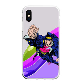 Чехол для iPhone XS Max матовый с принтом Jojo Jotaro в Петрозаводске, Силикон | Область печати: задняя сторона чехла, без боковых панелей | adventure | anime | bizzare | jo jo | jojo | logo | manga | аниме | араки | ахегао | джо | джо джо | джоджо | жижа | жожа | жожо | йойо | лого | манга | мульт | мультфильм | отаку | сериал | символ | хирохико | юри | яой