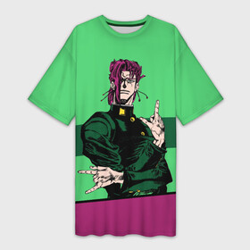 Платье-футболка 3D с принтом Jojo Kakyoin в Петрозаводске,  |  | adventure | anime | bizzare | jo jo | jojo | logo | manga | аниме | араки | ахегао | джо | джо джо | джоджо | жижа | жожа | жожо | йойо | лого | манга | мульт | мультфильм | отаку | сериал | символ | хирохико | юри | яой