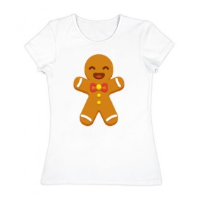 Женская футболка хлопок с принтом Печенька в Петрозаводске, 100% хлопок | прямой крой, круглый вырез горловины, длина до линии бедер, слегка спущенное плечо | 