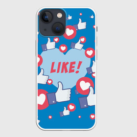 Чехол для iPhone 13 mini с принтом Лайки и сердечки в Петрозаводске,  |  | facebook | like | love | абстракция | класс | лайки | палецвверх | сердечки | фейсбук