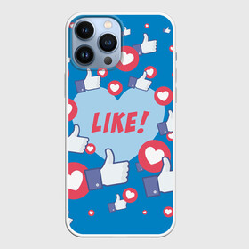 Чехол для iPhone 13 Pro Max с принтом Лайки и сердечки в Петрозаводске,  |  | facebook | like | love | абстракция | класс | лайки | палецвверх | сердечки | фейсбук