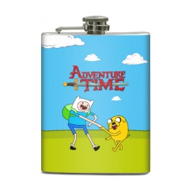 Фляга с принтом Adventure Time в Петрозаводске, металлический корпус | емкость 0,22 л, размер 125 х 94 мм. Виниловая наклейка запечатывается полностью | Тематика изображения на принте: 