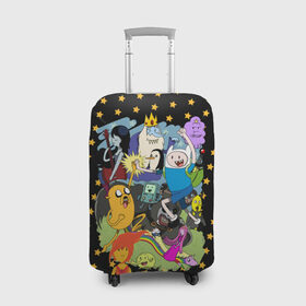 Чехол для чемодана 3D с принтом Adventure Time в Петрозаводске, 86% полиэфир, 14% спандекс | двустороннее нанесение принта, прорези для ручек и колес | 