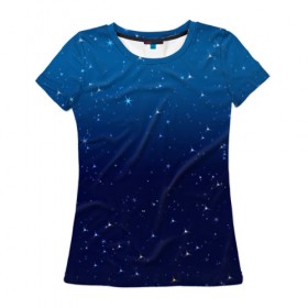 Женская футболка 3D с принтом Звездное небо в Петрозаводске, 100% полиэфир ( синтетическое хлопкоподобное полотно) | прямой крой, круглый вырез горловины, длина до линии бедер | 