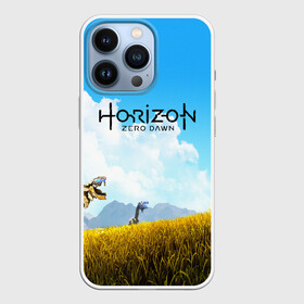 Чехол для iPhone 13 Pro с принтом Horizon Zero Dawn в Петрозаводске,  |  | aloy | game | horizon zero dawn | hunter | machine | mecha | robot | snow | spear | the frozen wilds | weapon | игры | постапокалипсис | роботы | фентези | элой