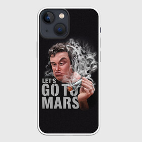 Чехол для iPhone 13 mini с принтом Илон Маск в Петрозаводске,  |  | comic art | elon musk | lets go to mars | арт | голова | дым | илон маск | косяк | минимализм | надпись