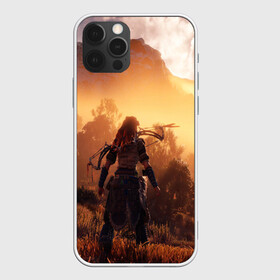 Чехол для iPhone 12 Pro с принтом HORIZON ZERO DAWN в Петрозаводске, силикон | область печати: задняя сторона чехла, без боковых панелей | aloy | game | horizon zero dawn | hunter | machine | mecha | robot | snow | spear | the frozen wilds | weapon | игры | постапокалипсис | роботы | фентези | элой