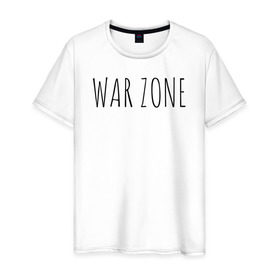 Мужская футболка хлопок с принтом WAR ZONE в Петрозаводске, 100% хлопок | прямой крой, круглый вырез горловины, длина до линии бедер, слегка спущенное плечо. | trend | war zone | warzone | военная зона