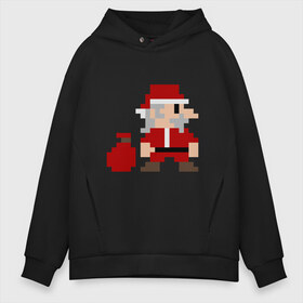 Мужское худи Oversize хлопок с принтом Pixel Santa в Петрозаводске, френч-терри — 70% хлопок, 30% полиэстер. Мягкий теплый начес внутри —100% хлопок | боковые карманы, эластичные манжеты и нижняя кромка, капюшон на магнитной кнопке | 8 bit | 8 бит | 8bit | geek | oldschool | pixel | santa | santa claus | дед мороз | игра | олдскул | пиксель | пиксельный | санта | санта клаус