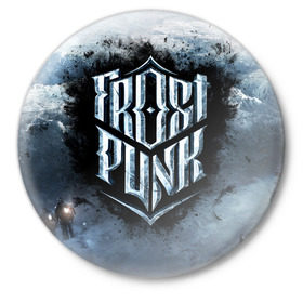 Значок с принтом Frostpunk в Петрозаводске,  металл | круглая форма, металлическая застежка в виде булавки | Тематика изображения на принте: frostpunk | фростпанк