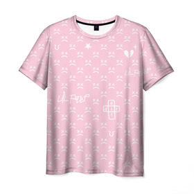 Мужская футболка 3D с принтом Lil Peep pink pattern в Петрозаводске, 100% полиэфир | прямой крой, круглый вырез горловины, длина до линии бедер | benz truck | girls | gustav ahr | heart | hip hop | lil | lil peep | look at the sky tonight | love | peep | rap | rose | лил | лилпип | паттерн | пип | рэп | хип хоп | эмо | эмо реп