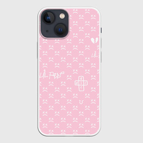 Чехол для iPhone 13 mini с принтом Lil Peep pink pattern в Петрозаводске,  |  | benz truck | girls | gustav ahr | heart | hip hop | lil | lil peep | look at the sky tonight | love | peep | rap | rose | лил | лилпип | паттерн | пип | рэп | хип хоп | эмо | эмо реп