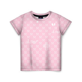Детская футболка 3D с принтом Lil Peep pink pattern в Петрозаводске, 100% гипоаллергенный полиэфир | прямой крой, круглый вырез горловины, длина до линии бедер, чуть спущенное плечо, ткань немного тянется | benz truck | girls | gustav ahr | heart | hip hop | lil | lil peep | look at the sky tonight | love | peep | rap | rose | лил | лилпип | паттерн | пип | рэп | хип хоп | эмо | эмо реп