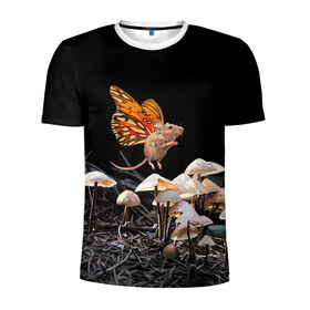 Мужская футболка 3D спортивная с принтом Hover в Петрозаводске, 100% полиэстер с улучшенными характеристиками | приталенный силуэт, круглая горловина, широкие плечи, сужается к линии бедра | chipmunk | lisa ericson | бабочка | грибы | мышка | мышь