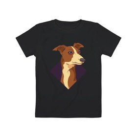 Детская футболка хлопок с принтом Уиппет в Петрозаводске, 100% хлопок | круглый вырез горловины, полуприлегающий силуэт, длина до линии бедер | whippet | собака | собаки | уиппет