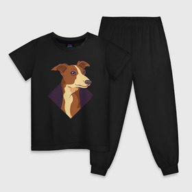 Детская пижама хлопок с принтом Уиппет в Петрозаводске, 100% хлопок |  брюки и футболка прямого кроя, без карманов, на брюках мягкая резинка на поясе и по низу штанин
 | whippet | собака | собаки | уиппет