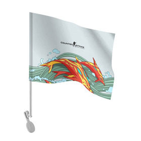 Флаг для автомобиля с принтом CS GO:Aquamarine Revenge в Петрозаводске, 100% полиэстер | Размер: 30*21 см | awp | counter strike | cyber sport | game | hyper beast | skin | sport | авп | игры | скин | скоростной зверь