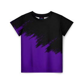 Детская футболка 3D с принтом КРАСКА И НИЧЕГО ЛИШНЕГО! в Петрозаводске, 100% гипоаллергенный полиэфир | прямой крой, круглый вырез горловины, длина до линии бедер, чуть спущенное плечо, ткань немного тянется | color | dirty | purple | texture | yellow.paints | брызги | брызги красок | желтый | краски | текстура | фиолетовый