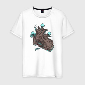 Мужская футболка хлопок с принтом Wood heart в Петрозаводске, 100% хлопок | прямой крой, круглый вырез горловины, длина до линии бедер, слегка спущенное плечо. | heart | wood | абстракция | дерево | лес | растение | рисунок | сердце | футболка