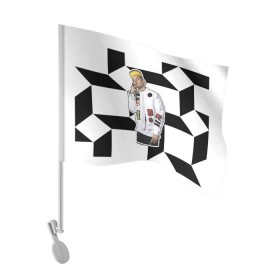 Флаг для автомобиля с принтом Элджей в Петрозаводске, 100% полиэстер | Размер: 30*21 см | 3d | sayonara boy | группа | квадратики | кубики | лого | логотип | морген | музыка | русский реп | сайонара | элджей
