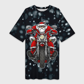 Платье-футболка 3D с принтом Крутой Санта в Петрозаводске,  |  | art | bike | biker | christmas | happy new year | new year | road | santa | арт | байк | байкер | дед мороз | мотоцикл | на мотоцикле | новогодний | новый год | рождественский | рождество | санта | санта на байке