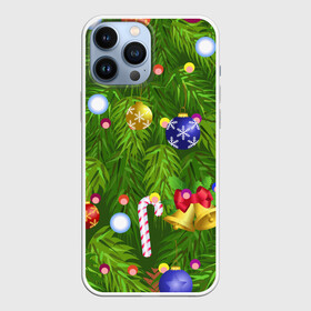 Чехол для iPhone 13 Pro Max с принтом Ёлка новогодняя в Петрозаводске,  |  | гирлянда | ель | иголки | игрушки шарики | костюм | мишура | пихта | праздник | рождество | снеговик | хвоя