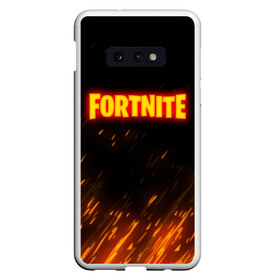 Чехол для Samsung S10E с принтом FORTNITE FIRE в Петрозаводске, Силикон | Область печати: задняя сторона чехла, без боковых панелей | 2019 | armor | armour | cybersport | esport | fire | fortnite | game | llama | logo | броня | игра | киберспорт | лама | симулятор строительства | строительство | фиолетовый | фирменные цвета | фортнайт