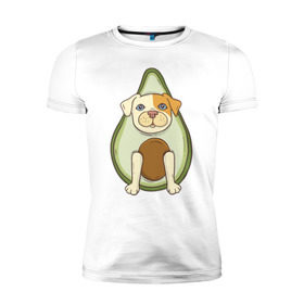 Мужская футболка премиум с принтом Питбуль Авокадо в Петрозаводске, 92% хлопок, 8% лайкра | приталенный силуэт, круглый вырез ворота, длина до линии бедра, короткий рукав | dog | pitbull | авокадо | питбуль | собака | собаки