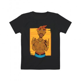 Детская футболка хлопок с принтом 2pac в Петрозаводске, 100% хлопок | круглый вырез горловины, полуприлегающий силуэт, длина до линии бедер | 2pac | 2пак | tupac | тупак
